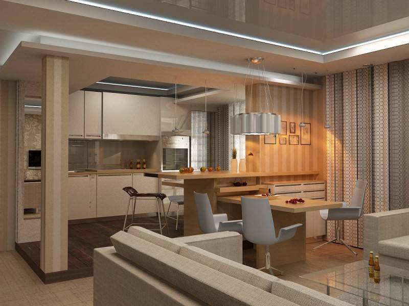 Дизайн кухни, совмещенной с гостиной: фото современных интерьеров